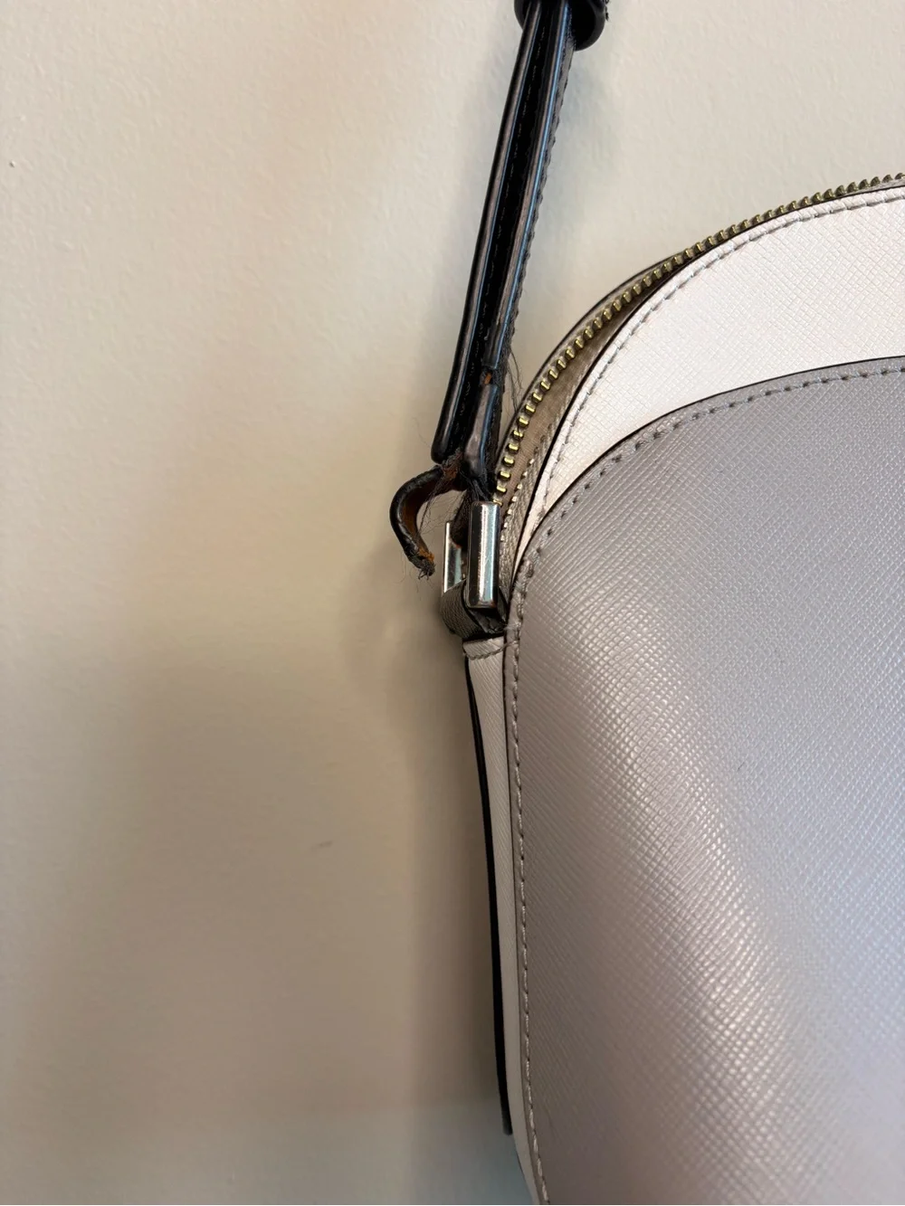 Kate Spade New York Crossbody Bag + Matching Wallet Gray White Fair Condition